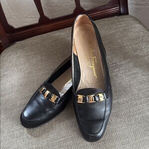 Vintage Salvatore Ferragamo Black Leather Loafer Size 7 2A